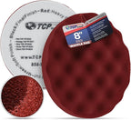 TCP Global 8" Red Waffle Foam Buffing Pad Hook and Loop Backing - Extra Coarse Buffing Pad for Polishing, Automotive, Marine, Truck, RV & Compound Cutting, Car Polishing Pads