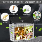 Accmor Bling Car Trash Can with Lid, Mini Auto Garbage Storage Bin with 60pcs Garbage Bags, Sparkling Crystal Trash Bags Holder Dustbin Vehicle Accessories Container Organizer (White Rhinestone)