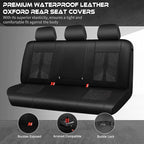 CAR PASS Leather Oxford Rear Seat Covers, Waterproof Back Seat Covers,All-Weather Non-Slip Durable, Universal Fit for SUVs Se