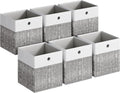 SONGMICS Storage Cubes, Set of 6 Foldable Fabric Storage Boxes, Cube Organizer Boxes with Handles, for Closet Shelves, Odorle