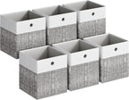 SONGMICS Storage Cubes, Set of 6 Foldable Fabric Storage Boxes, Cube Organizer Boxes with Handles, for Closet Shelves, Odorle