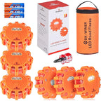 LED Road Flares Roadside Emergency car kit Emergency Road Flares Kit with Magnetic Base for Vehicles & Boat | 9 Flash Modes(w