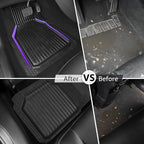 CAR PASS Heavy Duty Rubber Floor Mats for Car, Waterproof Liner Deep Dish Car Mats Full Sets, Universal Trim to Fit for SUV Truck Sedans Vans, All Weather Automotive Floor Mats 3pcs, Black Purple