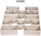12 Pack Foldable Drawer Organizer Dividers Cloth Storage Box Closet Dresser Organizer Cube Fabric Containers Basket Bins for 