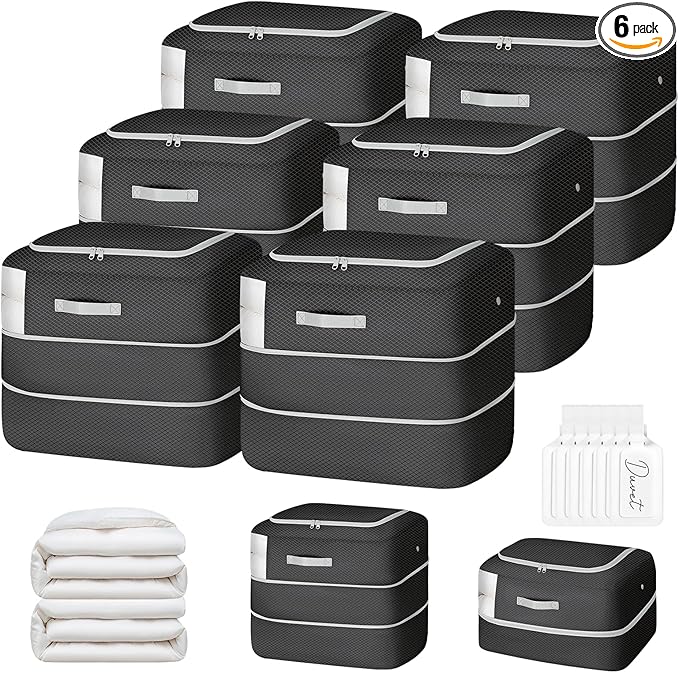 Comforter Storage Bag - 110L Large Capacity Blanket Storage Bags 2-Layer Ultra Space Saving Self Compression Organizer, Washa
