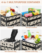 Capolo Car Trash Can with Lid, Leakproof Car Trash Bag Hanging Waterproof Automotive Garbage Can with Storage Pockets Mini Vehicle Trash Bin for Back/Front Seat(Black Flower,2.5 Gallon)