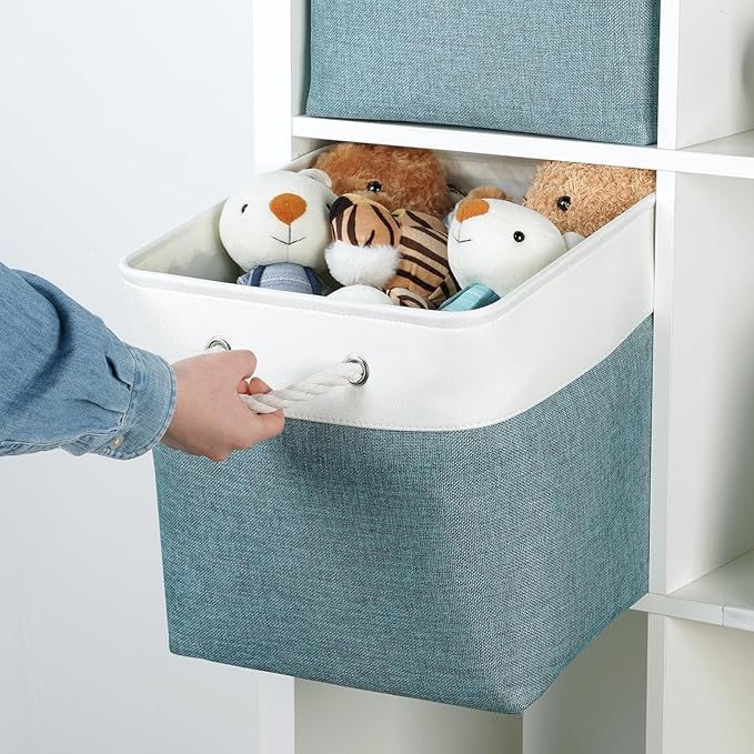 Temary Cube Bins 4 Pack Large Storage Cube Storage Baskets 13x13x13 Storage Cube Bins for Shelves with Handles, Fabric Storag