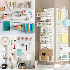 8Pcs Pegboard Wall Organizer Panels, White Pegboard Wall Mount for Craft Room, Garage, Kitchen, Living Room, Bathroom, and St
