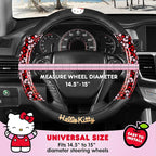 Hello Kitty Steering Wheel Cover, Official Sanrio Car Steering Wheel Cover with Universal Size 14.5-15.5, Cute Black for Women, Hello Kitty Car Accessories (Hello Kitty Bows)