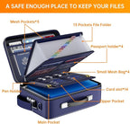 DocSafe Fireproof Document Box with Lock＆Shoulder Strap,Hard Case File Organizer with Accordion File Folder,Multi-Layer Porta