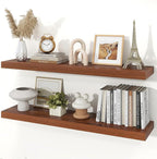 Floating Shelves for Wall, 9.3" Deep Wall Mounted Wood Shelves for Bathroom, Bedroom, Living Room, Kitchen, Hanging Shelf for