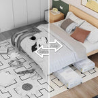 Bamboo Underbed Storage Containers with Wheels & Bag 2 Pack, Large Under Bed Rolling Storage Bins Wood Under Bed Clothes Stor