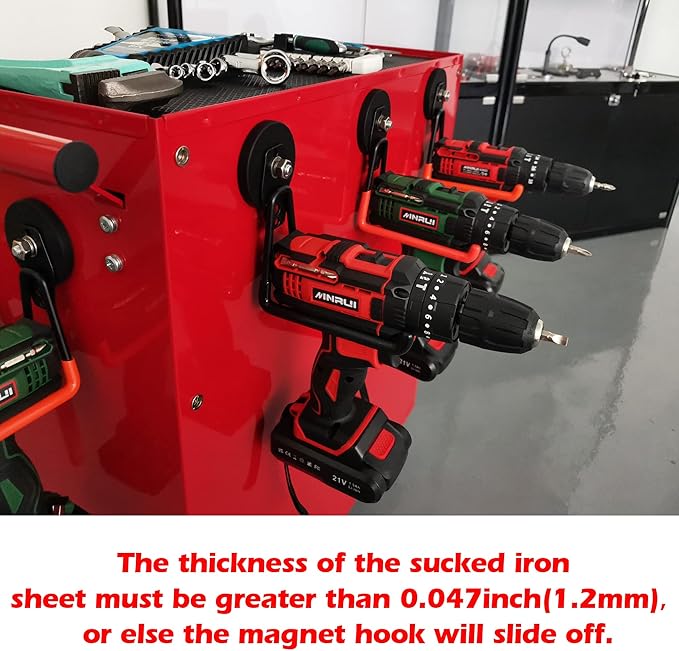 ULIBERMAGNET Magnetic Power Tool Organizer,Cordless Drill Garage Hook Heavy Duty,Large & Strong Manget with Hooks for Garage,