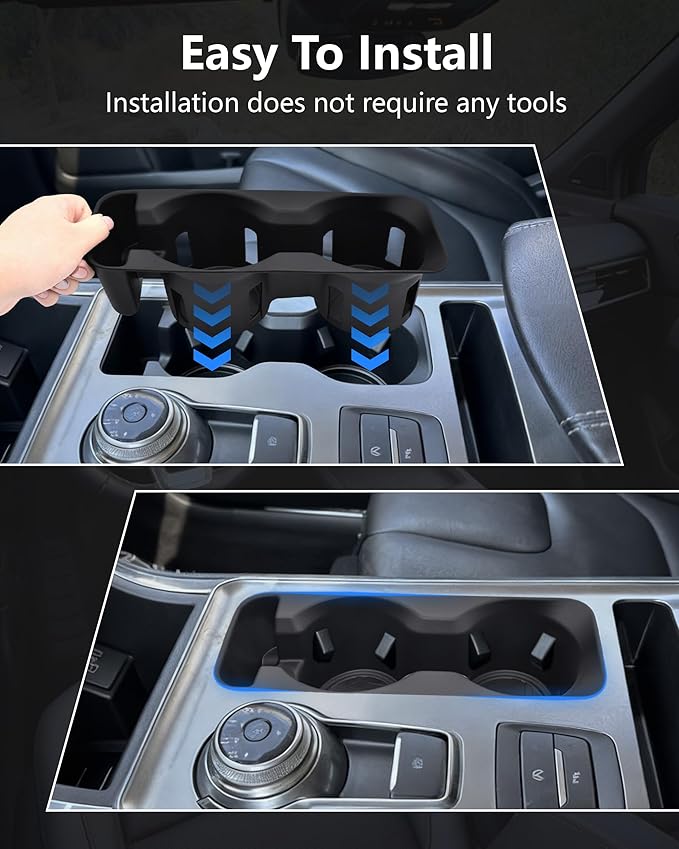 Cup Holder Inserts for Ford Explorer 2020-2024 Accessories, Non-Slip TPE Center Console Cup Holder Protector Organizer for Explorer Interior Accessories