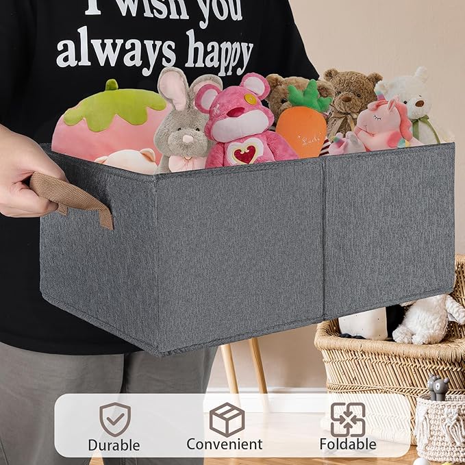 Large Fabric Storage Basket,3 Pack Collapsible Closet Organizers and Storage,Storage Bins for Clothes,Toys,Shelves,18"×11"×8"