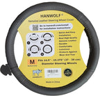 Steering Wheel Cover, Gray, Real Genuine Leather, 15 inch, for Men and Women, Universal, Stretch On, Heat Resistant, Stays Cool, Non-Slip, HANWOLF