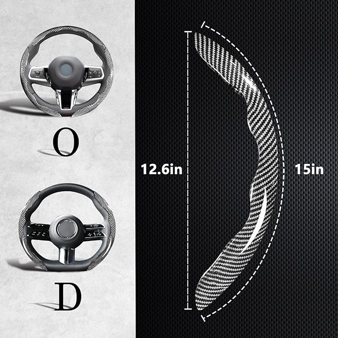 Car Steering Wheel Cover, 3 Piece Bright Carbon Fiber Steering Wheel Covers, Non-Slip Steering Wheel Cover Protector, Great Grip, Universal Car Accessories Decoration for 14.5-15 inch (Silver)