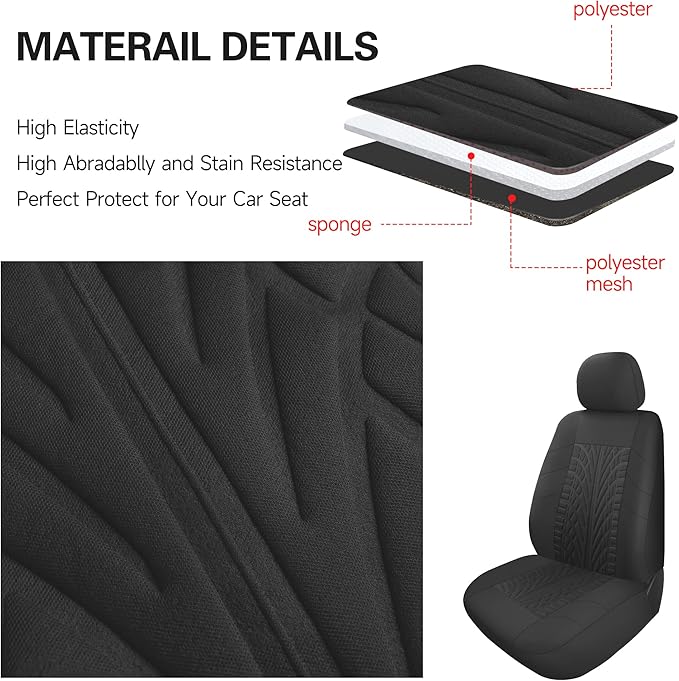 Pariitadin Car Seat Covers Full Set, Washable and Breathable Premium Cloth Automotive Vehicle Seat Cover for Car Interior, Un