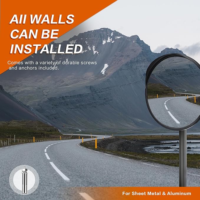 24-Inch Convex Security Corner Mirror - Adjustable Fixing Bracket, Wide Angle, Indoor and Outdoor Use - Ideal for Major Warehouse, Industrial Areas, Large Parking Lots, Alleys and Driveways