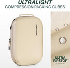 Aerotrunk Ultralight Compression Packing Cubes - Lightweight Travel Organizers for Suitcases and Luggage (3-Pack, Beige)