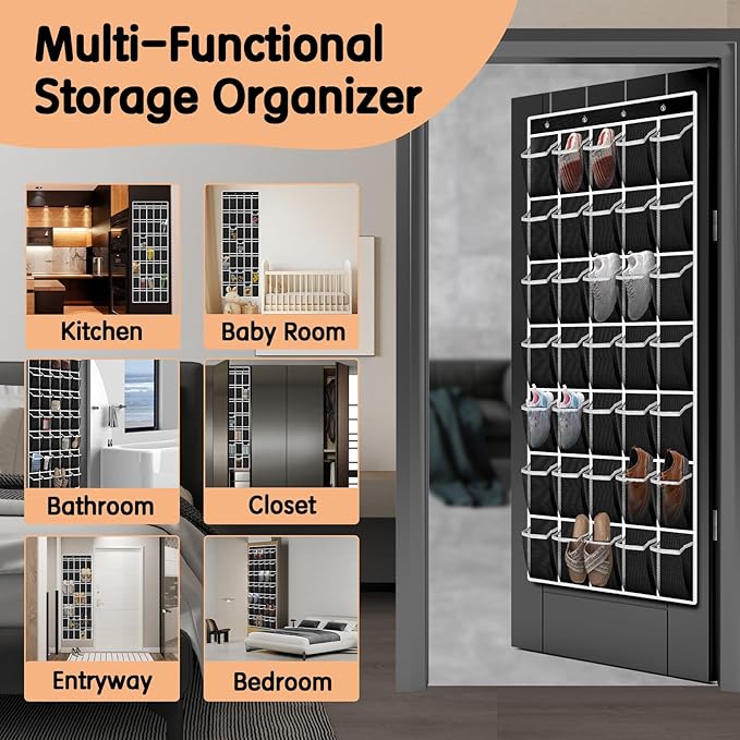 Kotkn 35 Compartment Over The Door Storage - Breathable Mesh Hanging Organizer with Large Pockets, Space Saving Design for Me