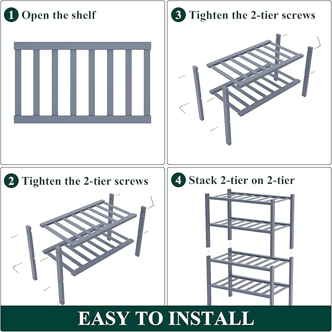 Smiry Bamboo Shoe Rack for Closet, 4 Tier Small Wooden Stackable Shoe Organizer, Free Standing Shoes Storage Shelf for Entryw