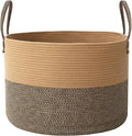 JMvicyroam 115L Extra Large Blanket Basket for Living Room - Woven Cotton Rope Laundry Hamper with Reinforced Handles - Stora