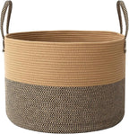 JMvicyroam 65L Extra Large Blanket Basket for Living Room - Woven Cotton Rope Laundry Hamper with Reinforced Handles - Storag