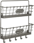 Spectrum Mail and Key Organizer for Wall, Vintage 2-Tier Mail Holder for Wall with 5 Key Hooks, Farmhouse Entryway Key and Ma