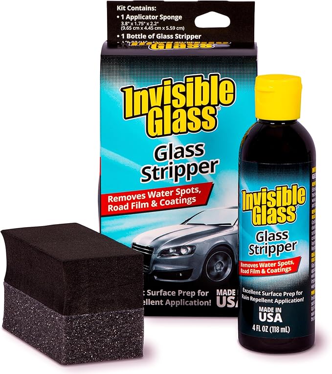 Invisible Glass 91411 Glass Stripper – Hard Water Spot Remover – Strips Coatings, Waxes, Oils & Road Film – Preps Windshields