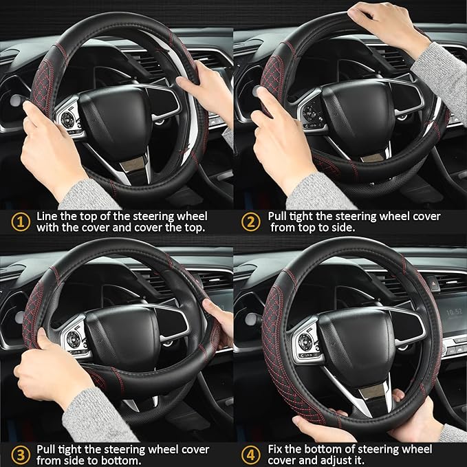 West Llama Customized Auto Car Steering Wheel Cover for Hyundai,Tucson,Sonata,Elantra,Santa Fe,Genesis,Sonata Hybrid,Azera,Ve