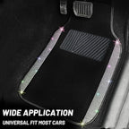 NBTEPEM Bling Car Floor Mats Full Set and Steering Wheel Cover, Universal Fit Most Cars, 4 pcs Sparkle Glitter Diamond Carpet, 5 pcs Bling Car Accessories Set for Women (Multicolor Diamond)