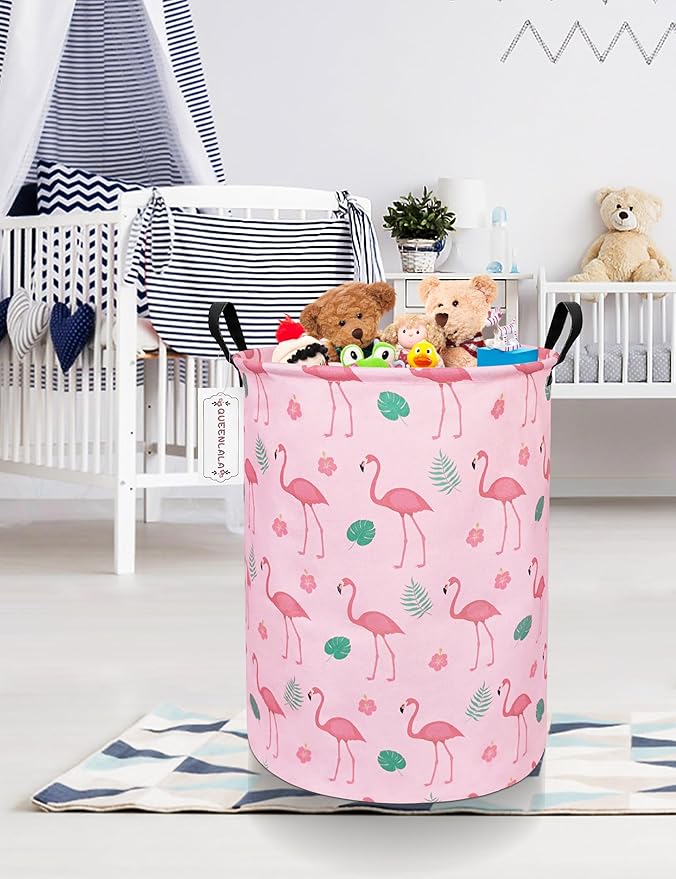 QUEENLALA Large Storage Basket,Laundry Hamper/Bathroom/Home Decor/Collapsible Round Storage Bin,Boys and Girls Hamper/Boxes/C