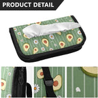 Car Tissue Holder Car Visor Organizer Tissue Box Holder for Car Sun Visor Organizer with Car Vehicle Accessories Essentials Interior for Women Men Green Striped Avocados and Daisies