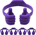 Honsky Cell Phone Tablet Stands (Pack of 5) Thumbs-up Cellphone Holder, Tablet Display Stand, Mobile Smartphone Mount Cradle for Desk Desktop - Universal, Multi-Angle, Cute, Purple