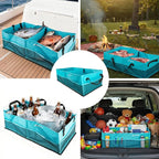 Collapsible Waterproof Car Trunk Organizer, Soft PVC Storage Bin with Rugged PVC-Coated Fabric for SUV & Truck (Aqua Blue, REG)