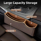 Car Seat Gap Organizer Large Capacity Leather Storage Box with Charging Port Multi-Purpose Car Seat Crevice Storage Solution for Phones Wallets Cards Ideal for Car Organization (Modern, Brown-Right)
