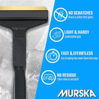 Car Brass Ice Scraper Long Handle Ice Scraper Brass Blade 14,5 inch Ice Scraper for Car Snow Scraper Ice Scrapers for Car Windshield Original Murska from Europe (L&P A055 Black Gray)