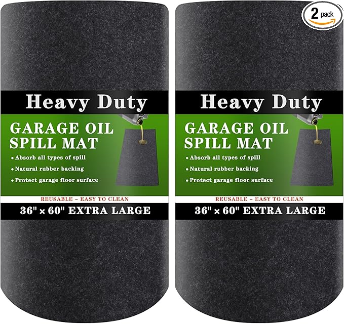 Oil Spill Mat, 2 PCS 36×60 Inch Garage Floor Mat for Under Car, Waterproof, Reusable Washable Premium Oil Absorbent Pads Prot