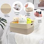 COMFY-HOMI 2 pcs Large Storage Baskets for Shelves, Laundry Basket, Woven Rope Basket, Closet Organizer Bins for Clothes Blan