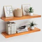 Pine Floating Wall Shelves 24 Inches Long x 8”x 1.4” Wooden Shelf Floating Rustic Farmhouse Decor, Heavy Duty Shelf Hold 60 l