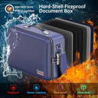 DocSafe Fireproof Document Box with Lock, Hard Case File Organizer with Accordion File Folder, Fireproof Water Resistant Safe