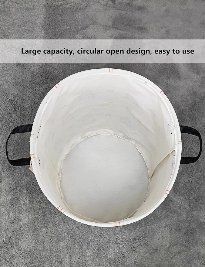 QUEENLALA Large Storage Basket,Laundry Hamper/Bathroom/Home Decor/Collapsible Round Storage Bin,Boys and Girls Hamper/Boxes/C