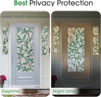 Coavas Static Cling Privacy Window Film, 96% UV & Heat Blocking, Stained Glass Window Film Floral Design, Non-Adhesive, for Bathroom, Front Door, Shower Enclosure‌ (Vinyl, 17.5" X 78.7 ")