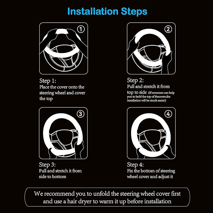 Suede Steering Wheel Cover with Upgraded Silicone Inner Ring, Breathable, Anti-Slip, Leather Universal 14.5 to 15 Inch Steeri