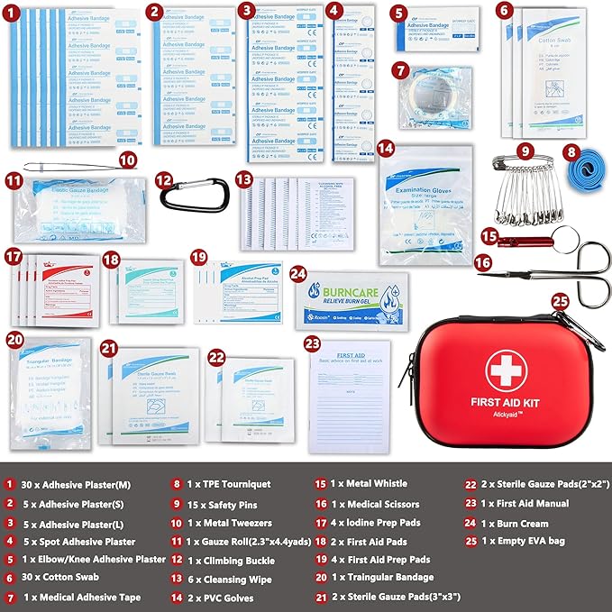 Mini First Aid Kit - 120 Piece Small Waterproof Hard Shell Medical Kit for Car, Home, Office, Travel, Camping, Sports, Outdoo