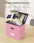 Oterri File Organizer Boxes with Lids, File Box with Mesh Pockets, Document Organizer Box for Letter Size Folders, Zippers Im