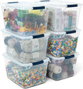 Rubbermaid Cleverstore Clear 32 Qt, 6 Pack Stackable Plastic Storage Bins with Lids, Great for Closet and Laundry Storage, Or