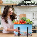 Reusable Grocery Bags Heavy Duty Shopping Bags Foldable Large Tote Bags with Long Handles & Hard Bottom