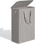 efluky Slim Laundry Basket with Lid, Narrow Laundry Hamper with Handles, Collapsible Dirty Clothes Hamper, Tall Laundry Bin f